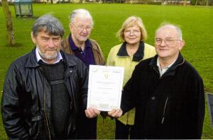 Cllrs John Hyde, Pam Veal, Albert Jeffrey and the Clerk with QPS certificate 