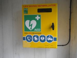 This is a purpose made box due to the Defib needing to be at a set temperature, the defib can be accessed by anyone in an emergency