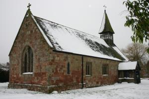 Martin Hussingtree church in the snow of February 2009.