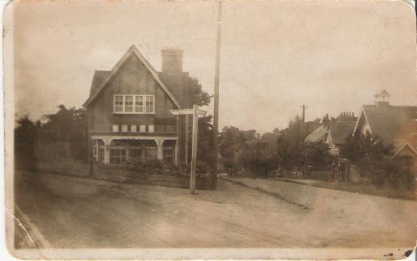 Holmes shop and the village Hall 1930's 