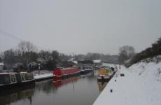 Boats the Worcester Birmingham Canal in the February snow!
