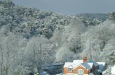 Towards Lickey Hills in snow April 2008